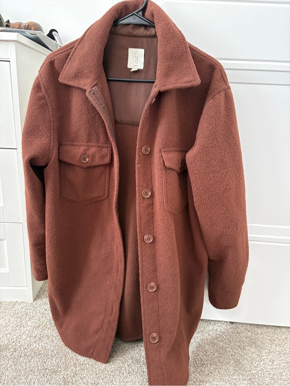 Women's Rust Brown Wool-Blend Shacket Jacket